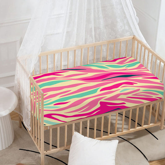 Pastel Zebra Pattern Print Baby Crib Sheet
