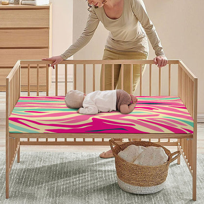 Pastel Zebra Pattern Print Baby Crib Sheet