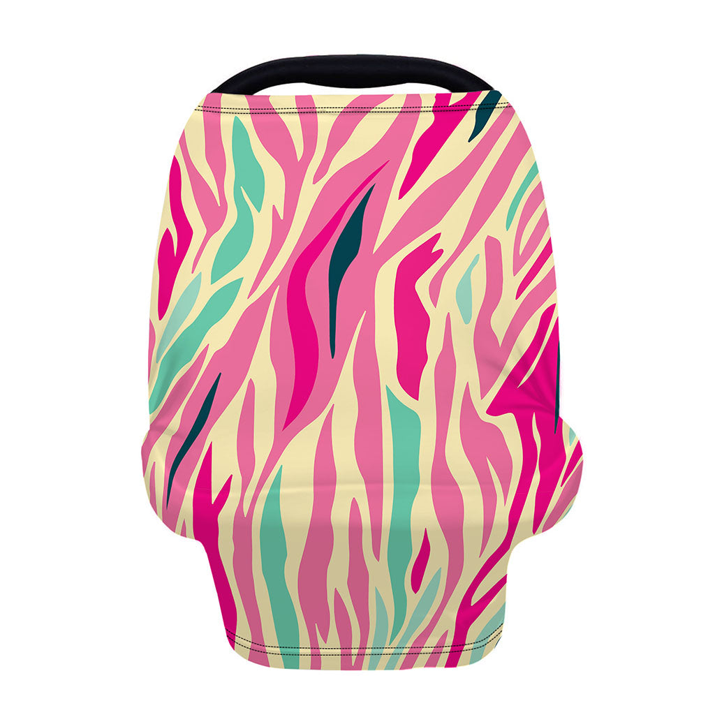 Pastel Zebra Pattern Print Baby Seat Cover
