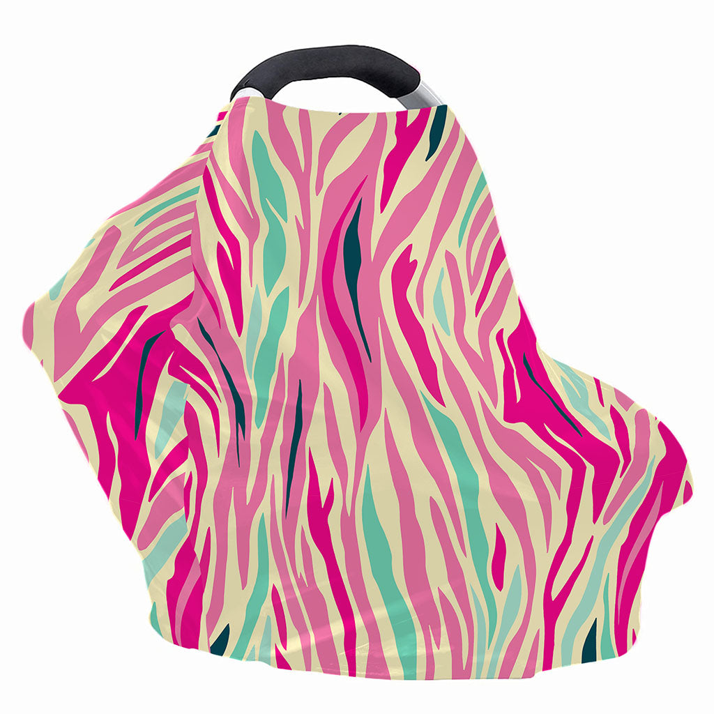 Pastel Zebra Pattern Print Baby Seat Cover