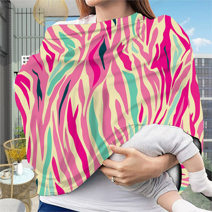 Pastel Zebra Pattern Print Baby Seat Cover