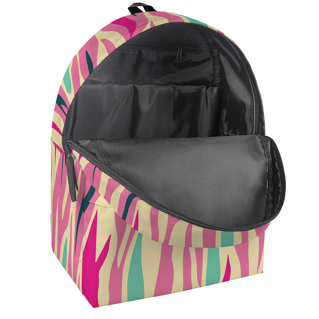 Pastel Zebra Pattern Print Backpack