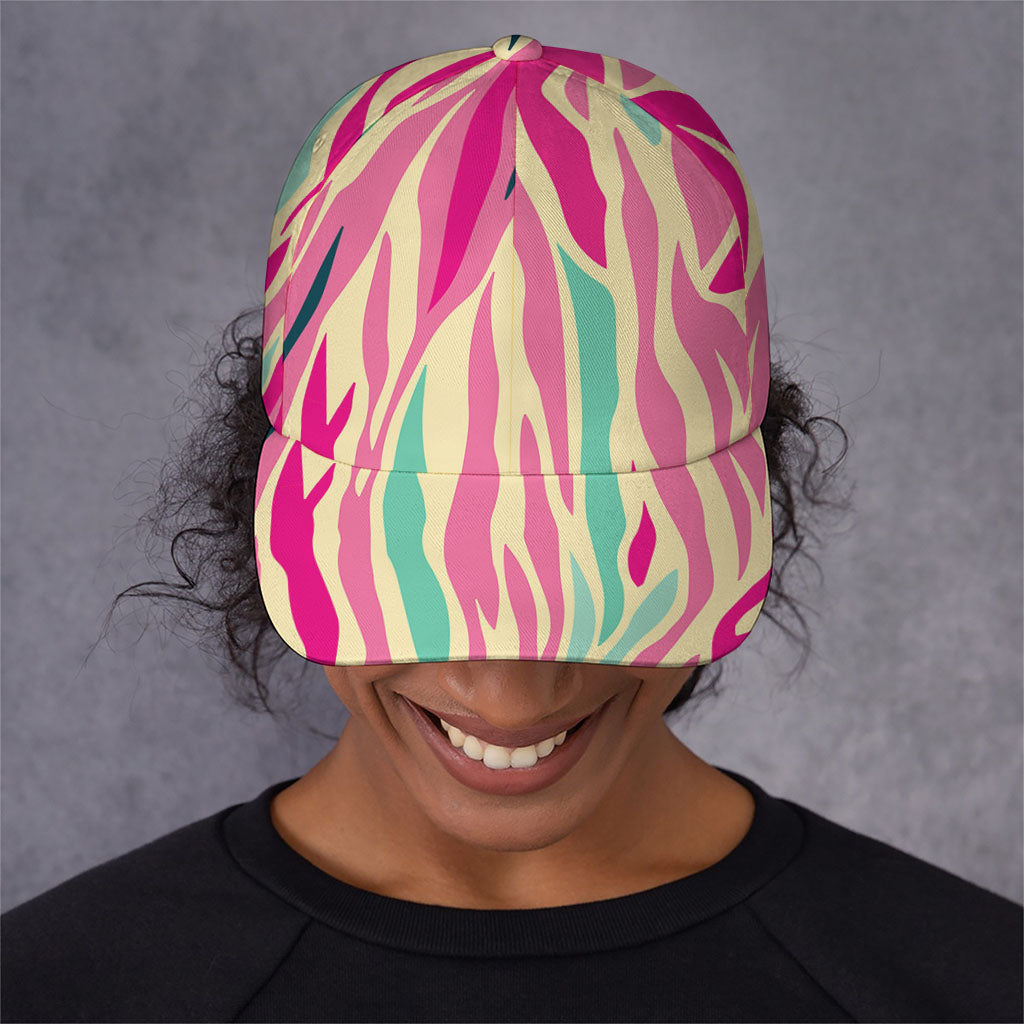 Pastel Zebra Pattern Print Baseball Cap