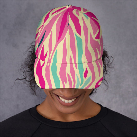 Pastel Zebra Pattern Print Baseball Cap