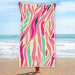 Pastel Zebra Pattern Print Beach Towel