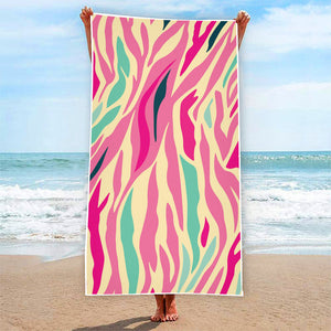 Pastel Zebra Pattern Print Beach Towel