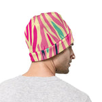 Pastel Zebra Pattern Print Beanie