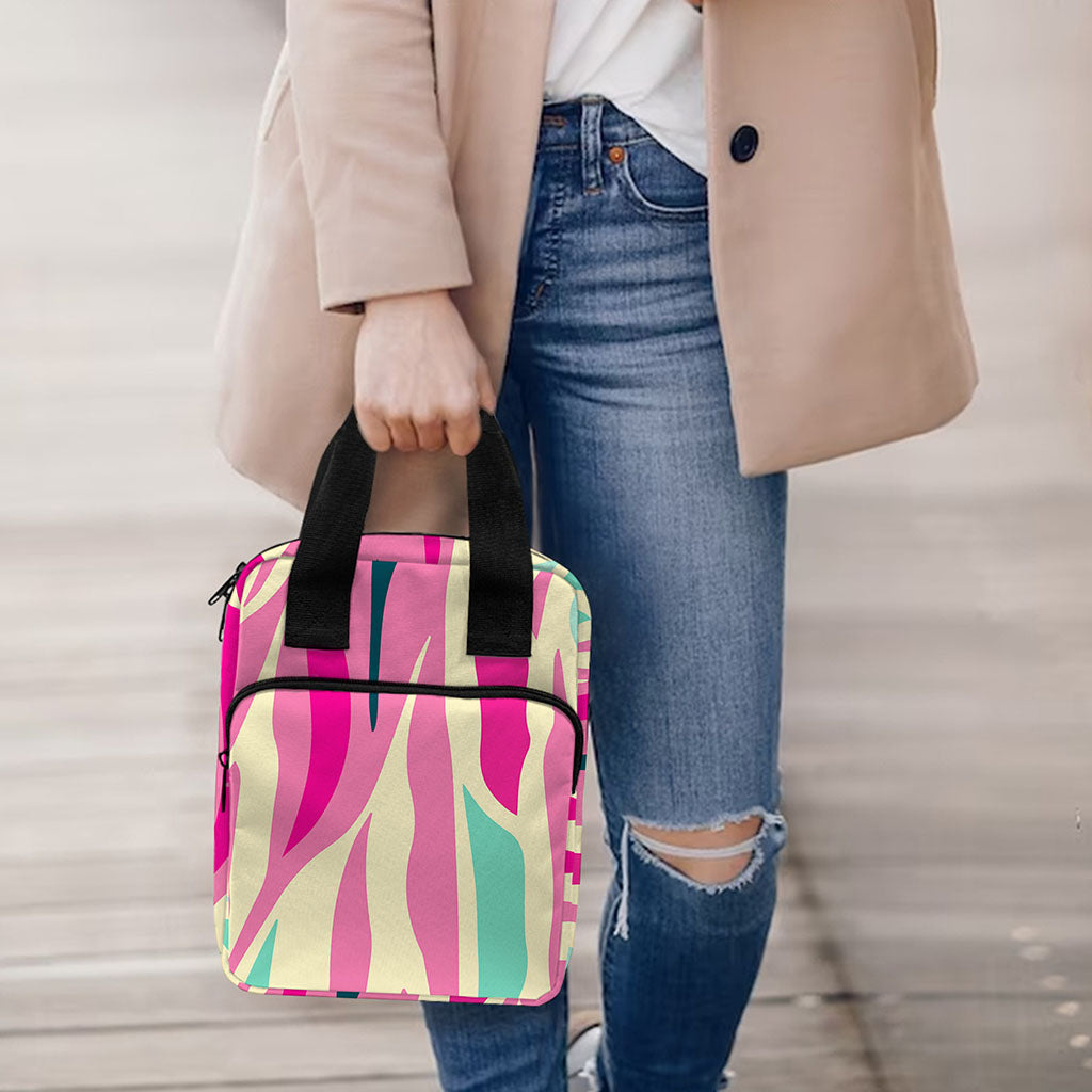 Pastel Zebra Pattern Print Bible Tote Bag