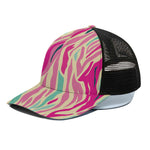 Pastel Zebra Pattern Print Black Mesh Trucker Cap