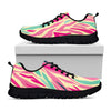 Pastel Zebra Pattern Print Black Running Shoes