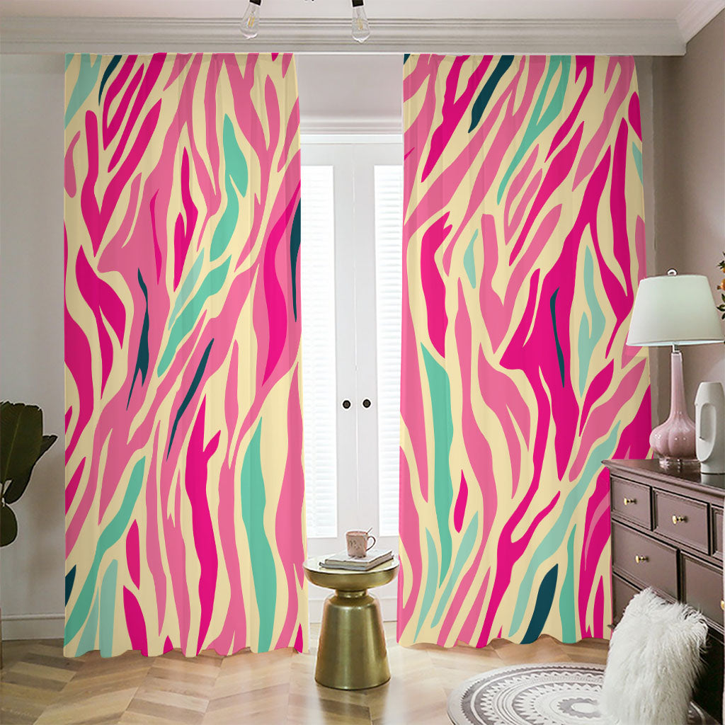 Pastel Zebra Pattern Print Blackout Pencil Pleat Curtains