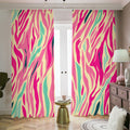 Pastel Zebra Pattern Print Dimout Pencil Pleat Curtains
