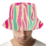 Pastel Zebra Pattern Print Bucket Hat