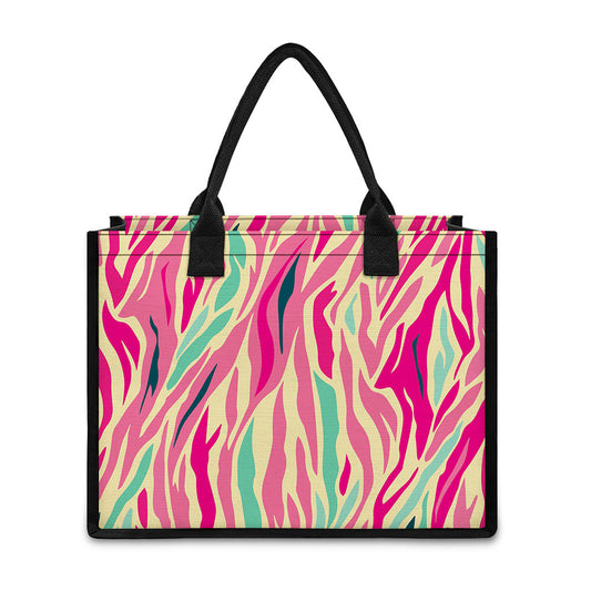 Pastel Zebra Pattern Print Canvas Tote Bag