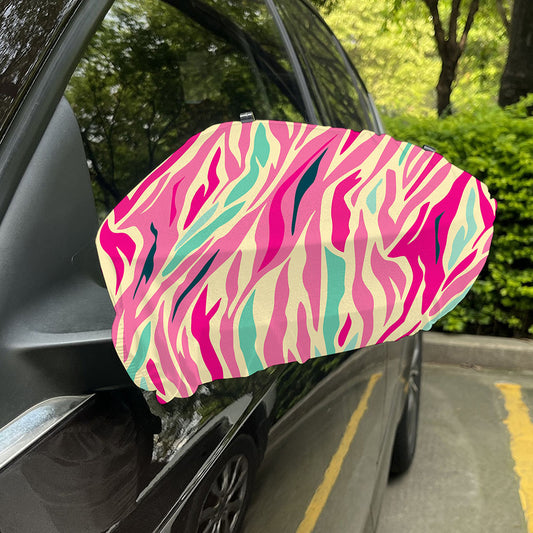Pastel Zebra Pattern Print Car Side Mirror Covers