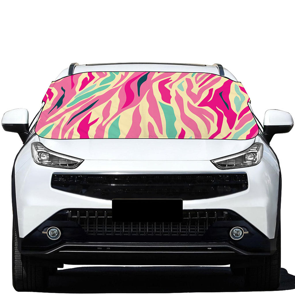 Pastel Zebra Pattern Print Car Windshield Snow Cover