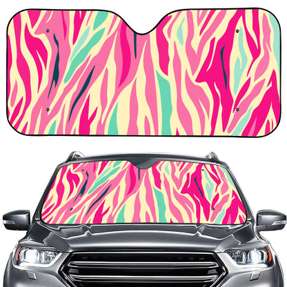 Pastel Zebra Pattern Print Car Windshield Sun Shade