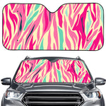 Pastel Zebra Pattern Print Car Windshield Sun Shade