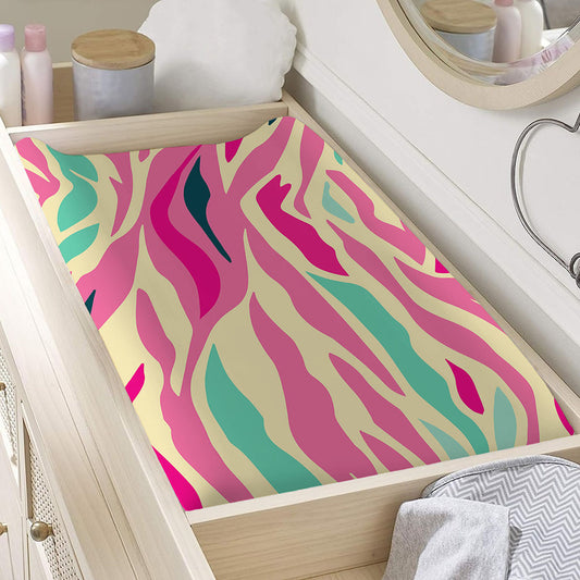 Pastel Zebra Pattern Print Changing Pad Cover