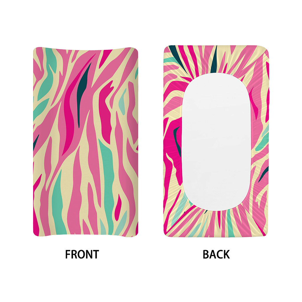 Pastel Zebra Pattern Print Changing Pad Cover