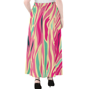 Pastel Zebra Pattern Print Chiffon Maxi Skirt