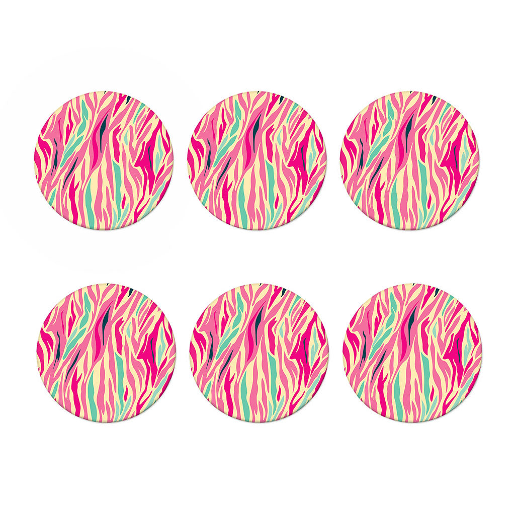 Pastel Zebra Pattern Print Coaster Set