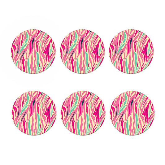 Pastel Zebra Pattern Print Coaster Set