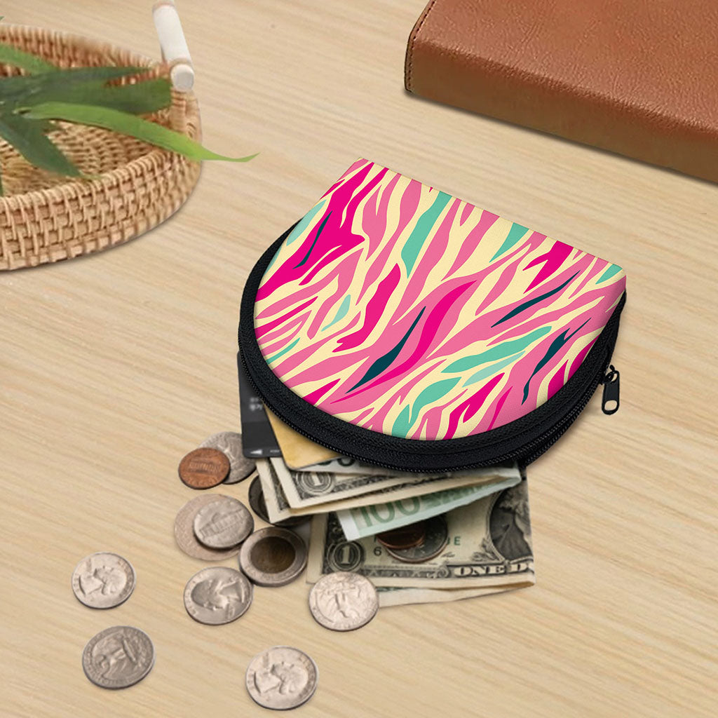 Pastel Zebra Pattern Print Coin Purse