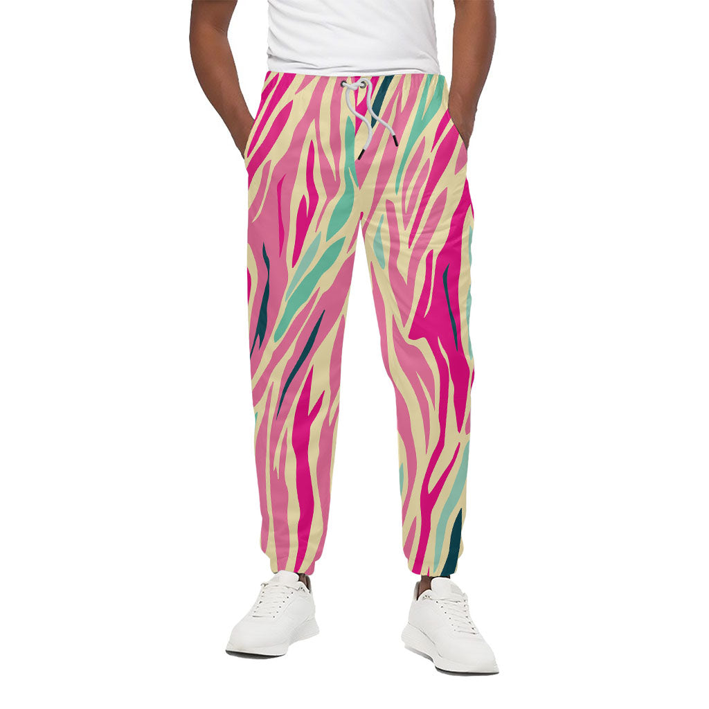 Pastel Zebra Pattern Print Cotton Pants