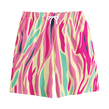 Pastel Zebra Pattern Print Cotton Shorts