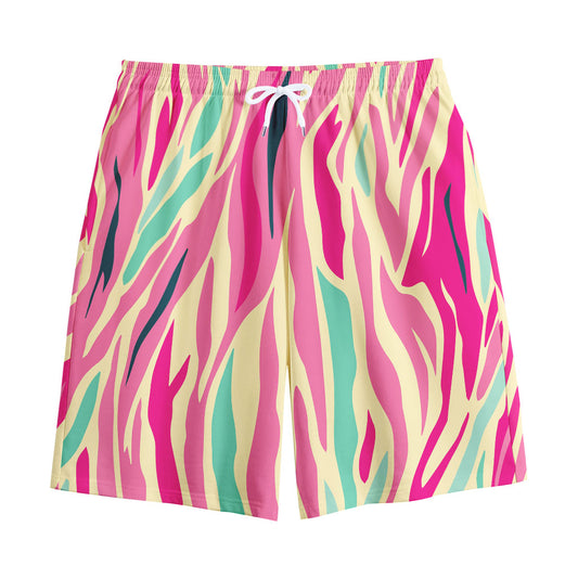 Pastel Zebra Pattern Print Cotton Shorts