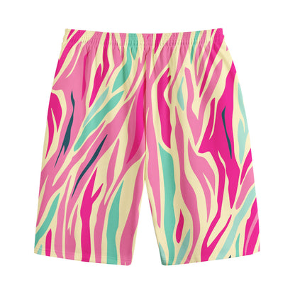 Pastel Zebra Pattern Print Cotton Shorts