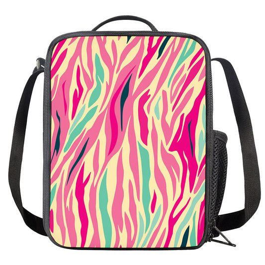 Pastel Zebra Pattern Print Crossbody Lunch Bag