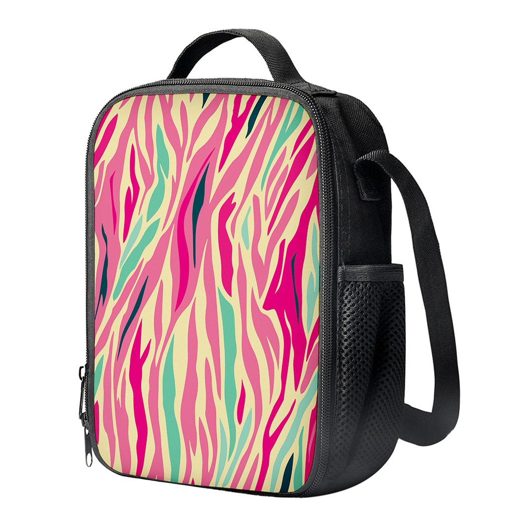 Pastel Zebra Pattern Print Crossbody Lunch Bag
