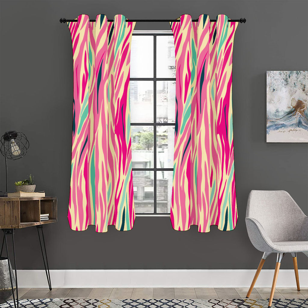 Pastel Zebra Pattern Print Curtain
