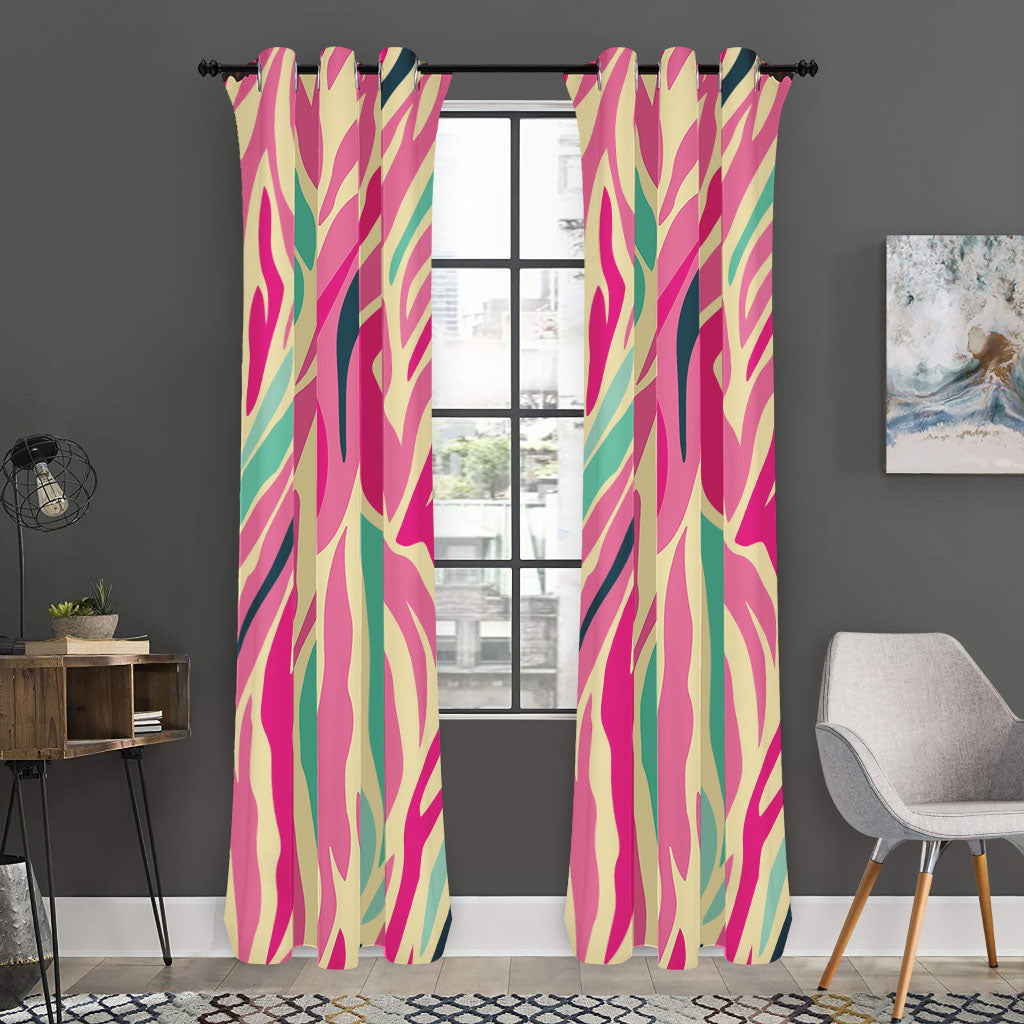 Pastel Zebra Pattern Print Curtain