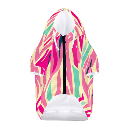 Pastel Zebra Pattern Print Dog Zip Up Hoodie