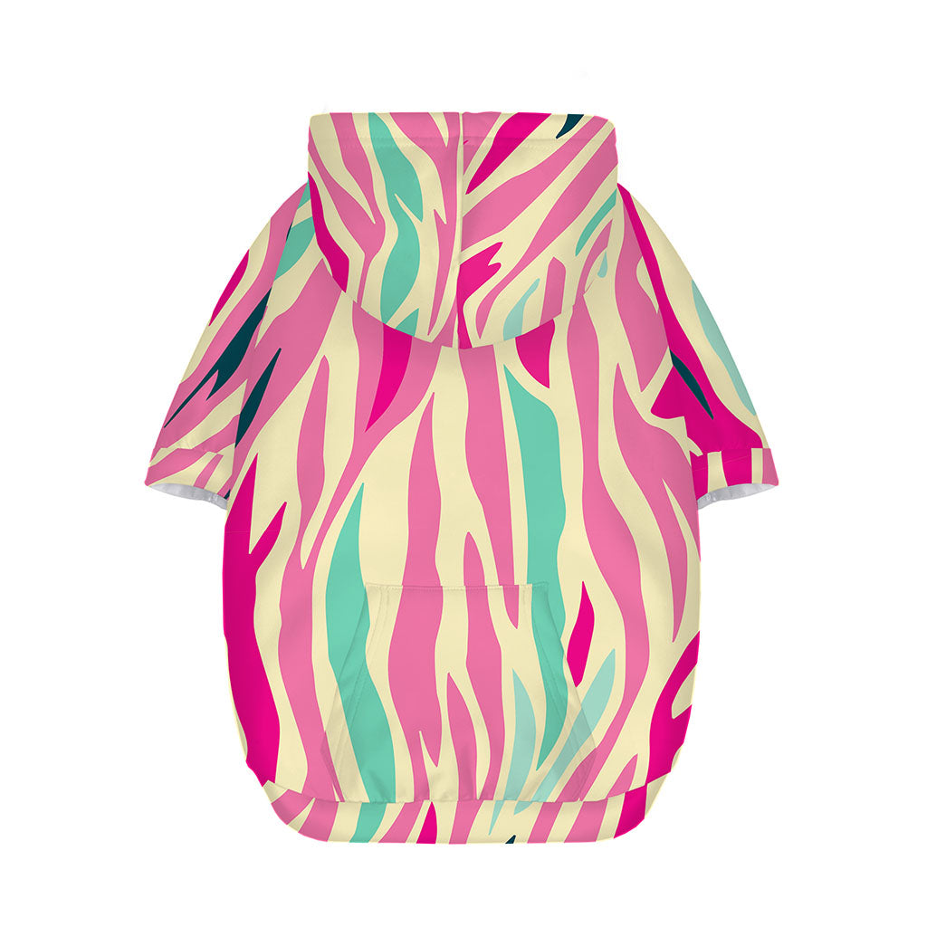 Pastel Zebra Pattern Print Dog Zip Up Hoodie