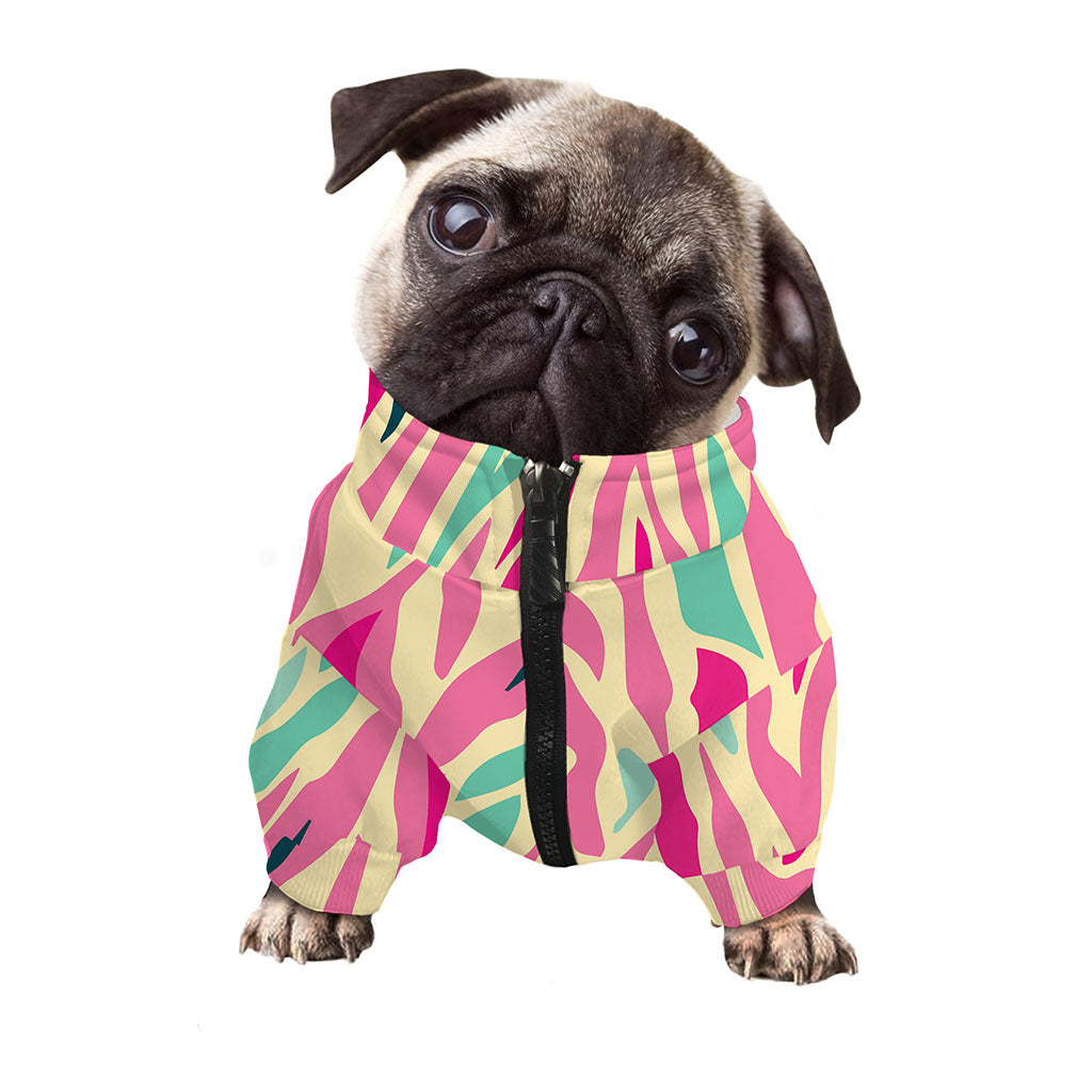Pastel Zebra Pattern Print Dog Zip Up Jacket
