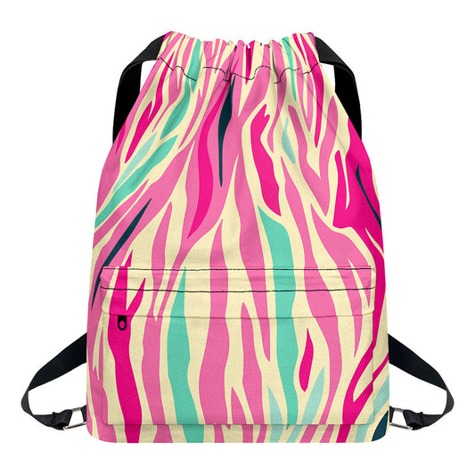 Pastel Zebra Pattern Print Drawstring Backpack