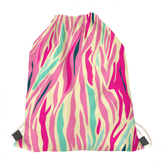 Pastel Zebra Pattern Print Drawstring Bag