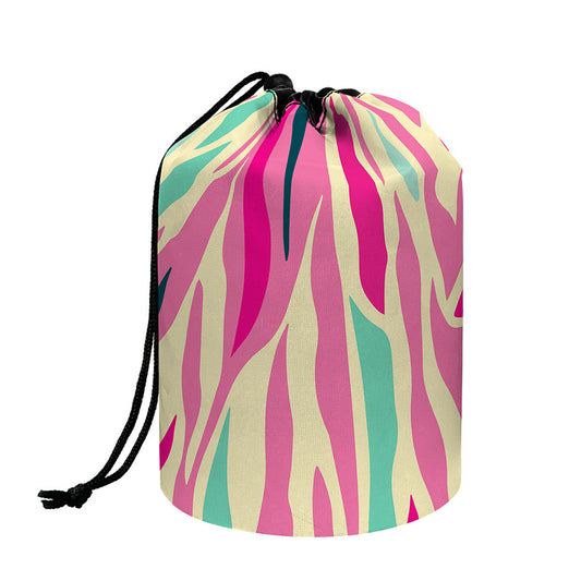 Pastel Zebra Pattern Print Drawstring Makeup Bag