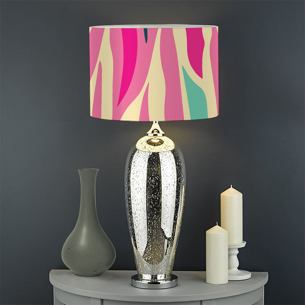 Pastel Zebra Pattern Print Drum Lamp Shade