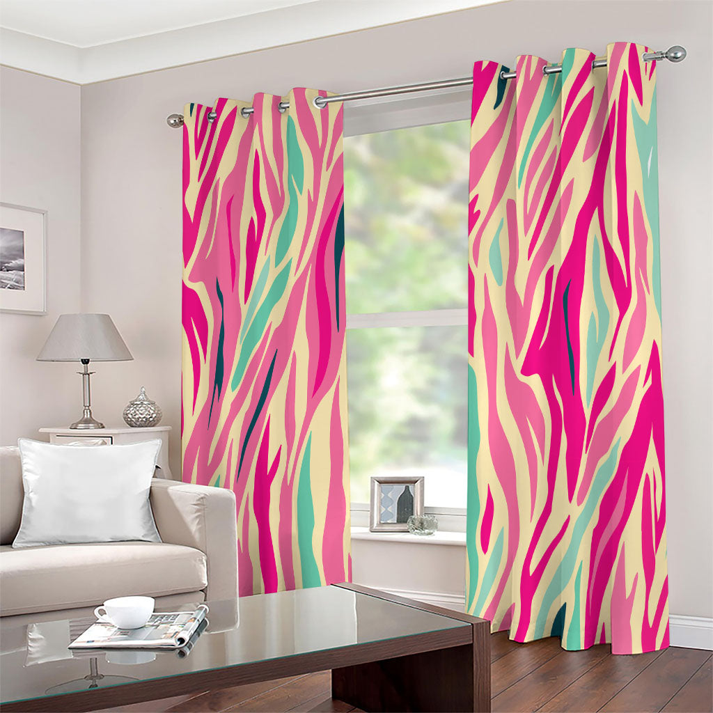 Pastel Zebra Pattern Print Extra Wide Grommet Curtains