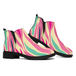 Pastel Zebra Pattern Print Flat Ankle Boots