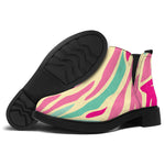 Pastel Zebra Pattern Print Flat Ankle Boots