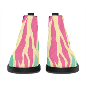 Pastel Zebra Pattern Print Flat Ankle Boots