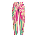 Pastel Zebra Pattern Print Fleece Lined Knit Pants