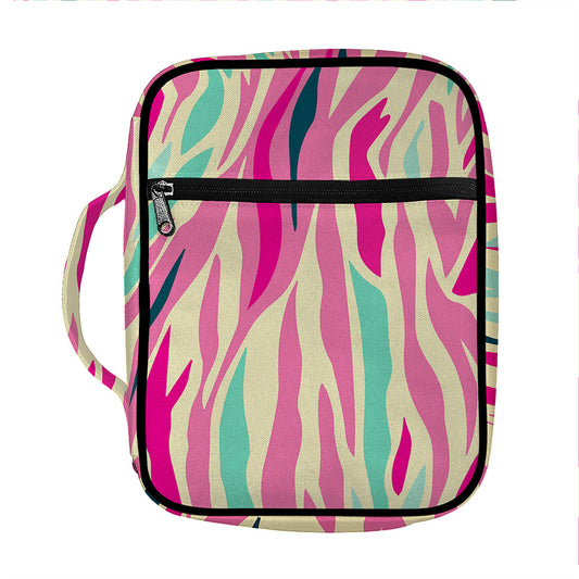 Pastel Zebra Pattern Print Front Pocket Bible Bag