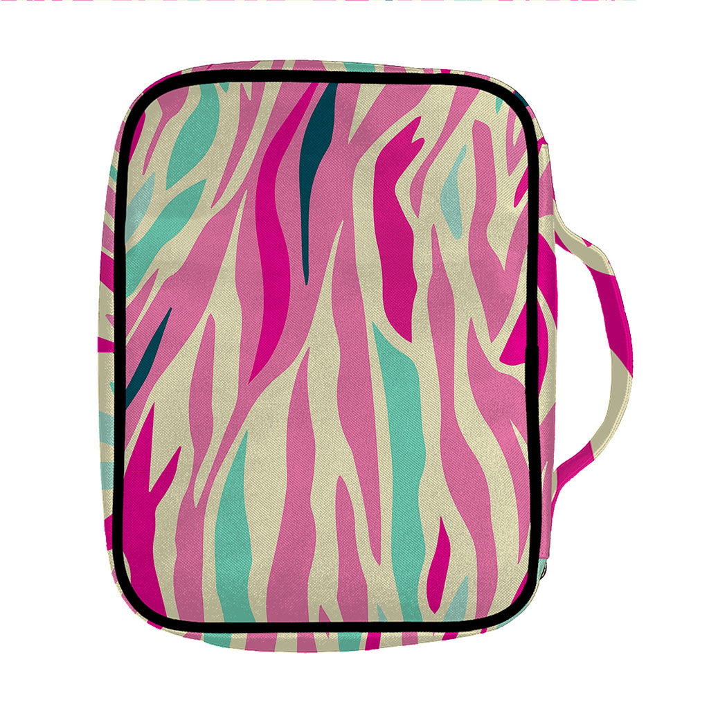 Pastel Zebra Pattern Print Front Pocket Bible Bag